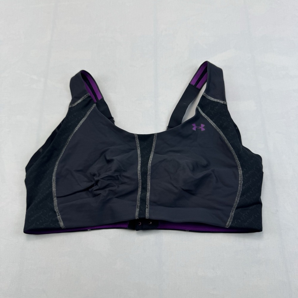 Under Armour Armour Bra Black Purple High Support Sports Bra Womens 38DD